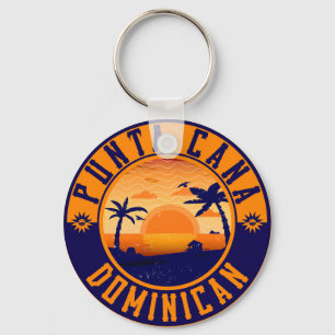 Punta Cana Dominican Palm Tree Beach Vintage Key Ring