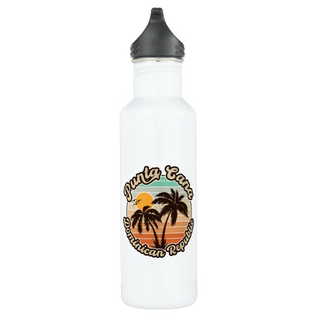 Punta Cana Dominican Palm Tree Retro Sunset 60s 710 Ml Water Bottle (Right)