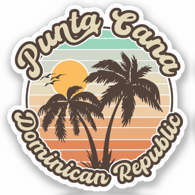 Punta Cana Dominican Palm Tree Retro Sunset 80s (Front)