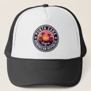 Punta Cana Dominican Palm Tree Retro Sunset Trucker Hat