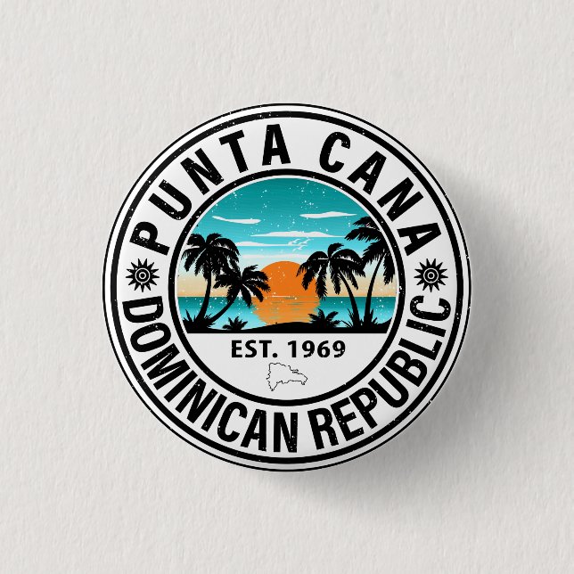 Punta Cana Dominican Republic Family Souvenir 80s 3 Cm Round Badge (Front)