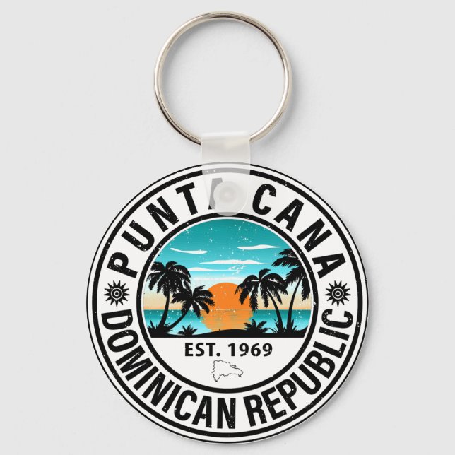 Punta Cana Dominican Republic Family Souvenir 80s Key Ring (Front)