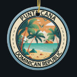 Punta Cana Dominican Republic Hut Badge Ceramic Tree Decoration<br><div class="desc">Punta Cana vector art design. The Bávaro area and Punta Cana combine to form what's known as La Costa del Coco,  or the Coconut Coast,  an area of lavish,  all-inclusive resorts.</div>