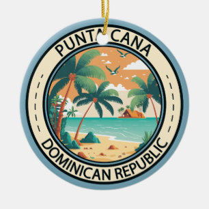 Punta Cana Dominican Republic Hut Badge Ceramic Tree Decoration