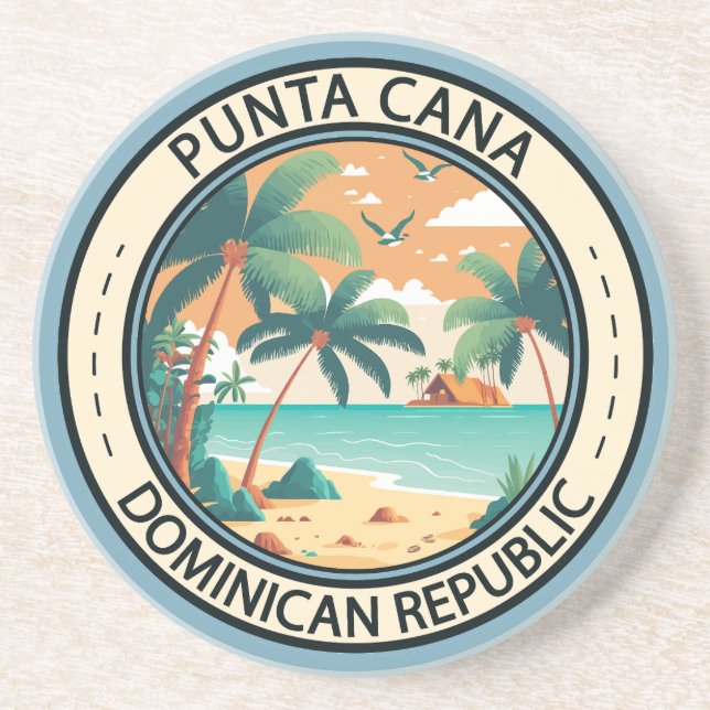 Punta Cana Dominican Republic Hut Badge Coaster (Front)