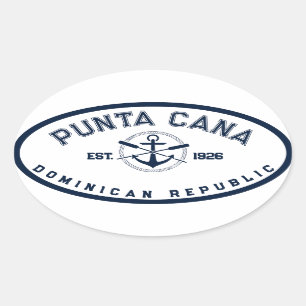Punta Cana Dominican Republic Navy Oars Anchor Oval Sticker