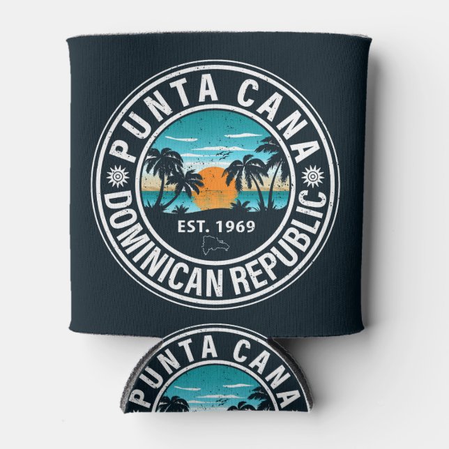 Punta Cana Dominican Republic - Retro Souvenir 80s Can Cooler (Front)