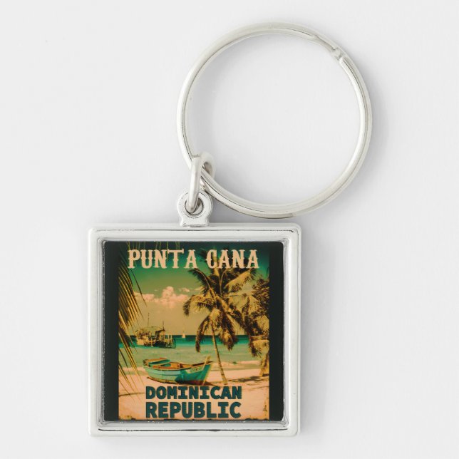 Punta Cana Dominican Republic - Retro Souvenir 80s Key Ring (Front)