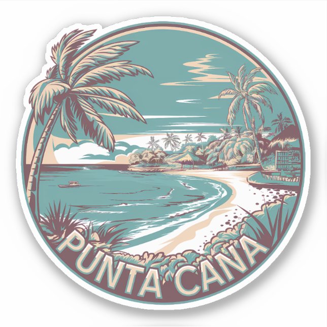 Punta Cana Dominican Republic Travel Art Badge (Front)