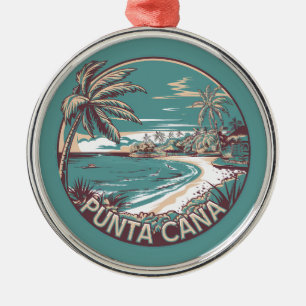 Punta Cana Dominican Republic Travel Art Badge Metal Tree Decoration