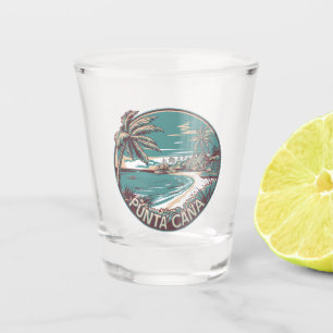 Punta Cana Dominican Republic Travel Art Badge Shot Glass