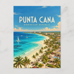 Punta Cana Dominican Republic Vintage Travel Art Postcard