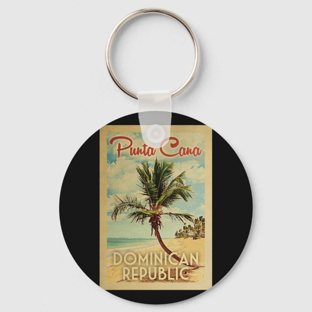 Punta Cana Dominican Republic Vintage Travel Key Ring (Front)