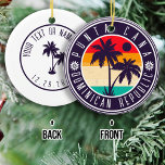 Punta Cana Dominican Retro Palm Trees Family Ceramic Tree Decoration<br><div class="desc">Punta Cana Dominican Republic Tropical Retro Sunset design. Indulge in the nostalgia of Punta Cana with our vintage souvenir, designed specifically for seaside vacationers. Reminiscent of a bygone era, this design encapsulates the tranquillity and beauty of the cove, serving as a delightful reminder of your beachside getaway. You can customise...</div>