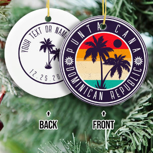 Punta Cana Dominican Retro Palm Trees Family Ceramic Tree Decoration