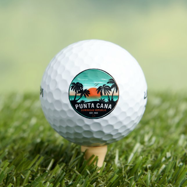 Punta Cana Dominican Retro Sunset Souvenir 60s Golf Balls (Insitu Tee)