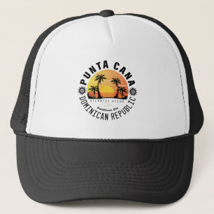 Punta Cana Dominican Retro Sunset Souvenir 60s Trucker Hat