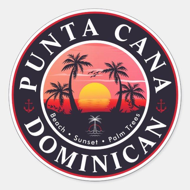Punta Cana Dominican Travel Family Vacation Sunset Classic Round Sticker (Front)