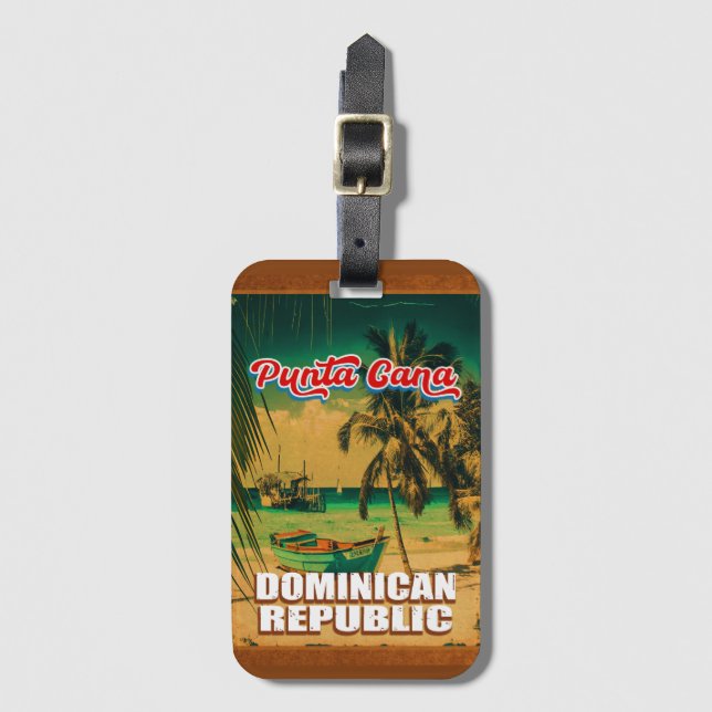 Punta Cana Dominican - Vintage Souvenir 80s Luggage Tag (Front Vertical)