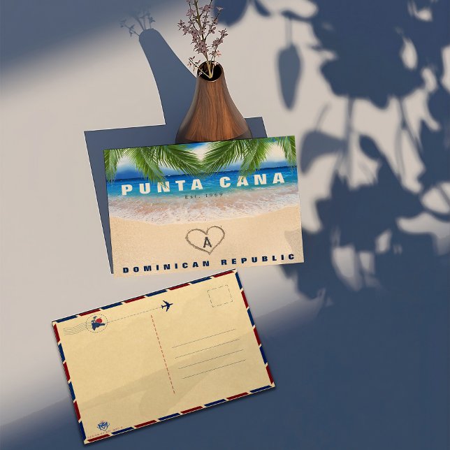 Punta Cana DR beach palm leaves heart souvenirs Postcard (Creator Uploaded)