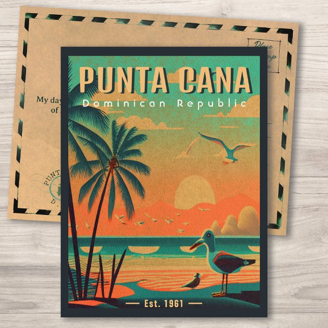 Punta Cana DR Retro Seagull Souvenir 1950s Postcard (Creator Uploaded)