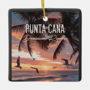 Punta Cana DR Retro Seagull Souvenir tropical Ceramic Ornament