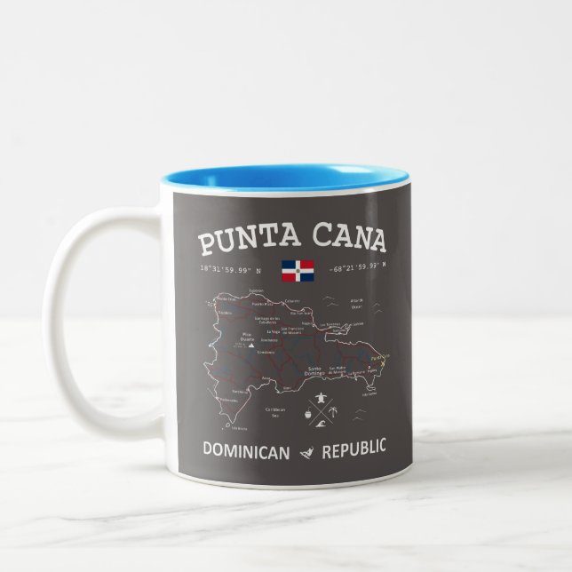 Punta Cana Map Two-Tone Coffee Mug (Left)