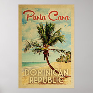 Punta Cana Poster Vintage Palm Tree Beach Poster