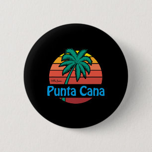 Punta Cana Retro Summer Palm Tree Beach Gift Men W 6 Cm Round Badge