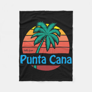 Punta Cana Retro Summer Palm Tree Beach Gift Men W Fleece Blanket