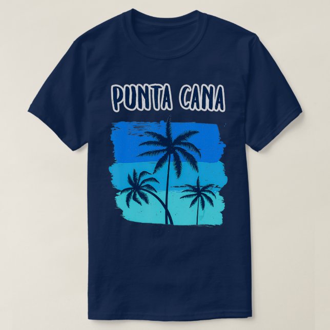 Punta Cana Retro Vacation Souvenir Palm Trees Trop T-Shirt (Design Front)