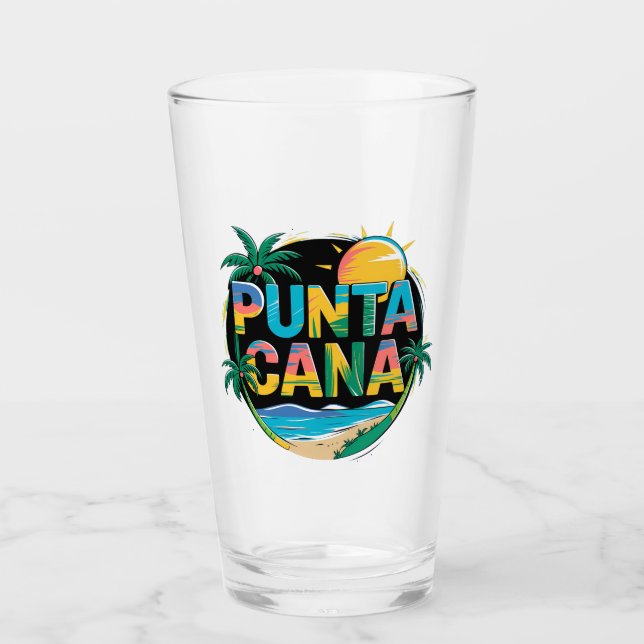 Punta Cana Sunset Colourful Travel Art Emblem Glass (Front)
