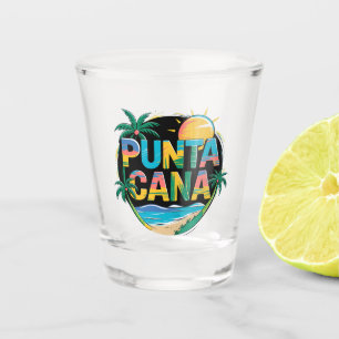 Punta Cana Sunset Colourful Travel Art Emblem Shot Glass