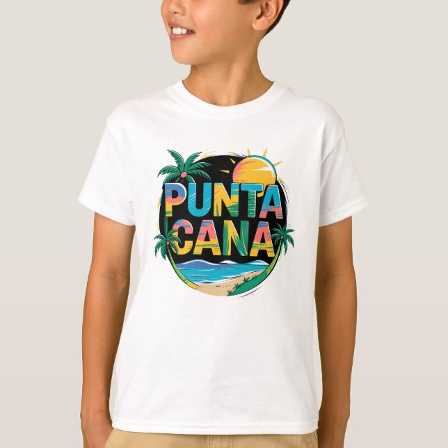 Punta Cana Sunset Colourful Travel Art Emblem T-Shirt (Front)