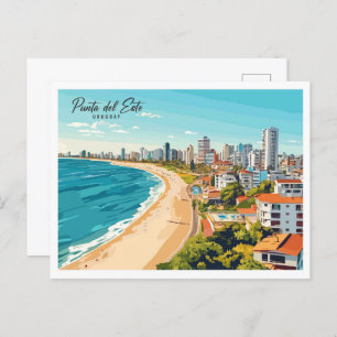  Punta del Este Uruguay Illustration Travel Postcard