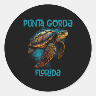 Punta Gorda Florida Fl Retro Vintage Beach Sea Tur Classic Round Sticker