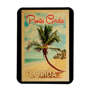 Punta Gorda Florida Palm Tree Beach Vintage Travel Magnet