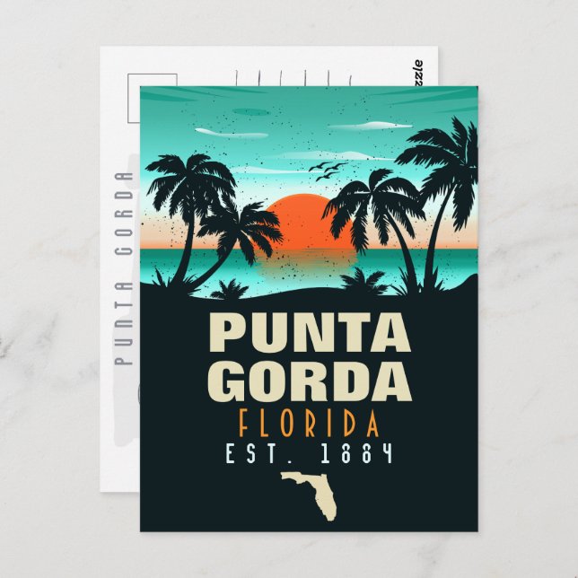 Punta Gorda Florida Retro Sunset Souvenirs Postcard (Front/Back)