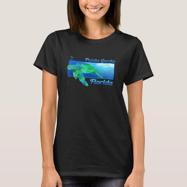 Punta Gorda Florida Swimming Sea Turtle T-Shirt (Front)