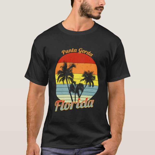 Punta Gorda Florida Tropical Palm Trees Vacation T-Shirt (Front)