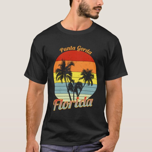 Punta Gorda Florida Tropical Palm Trees Vacation T-Shirt (Front)