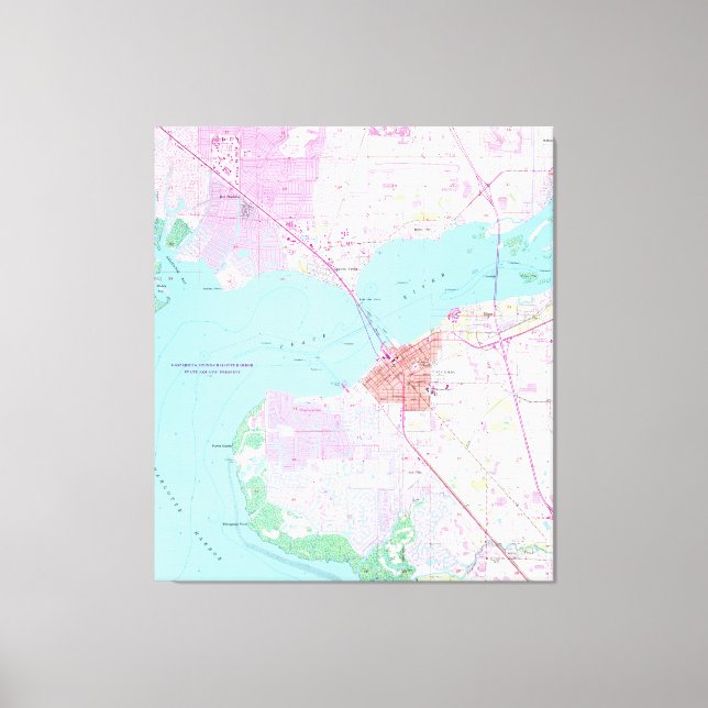 Punta Gorda & Port Charlotte Florida Map (1957) Canvas Print (Front)