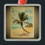 Punta Gorda Vintage Travel Ornament Palm Tree<br><div class="desc">A cool vintage style Punta Gorda ornament featuring a palm tree on a sandy beach with blue sky and ocean.</div>