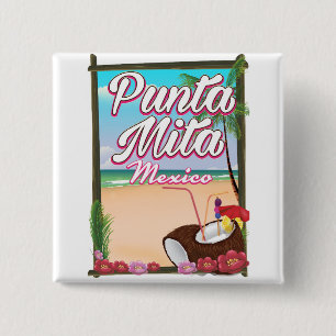 Punta Mita, Mexico Beach travel poster 15 Cm Square Badge