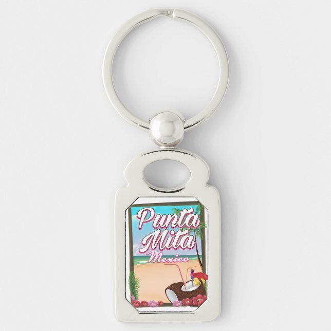Punta Mita, Mexico Beach travel poster Key Ring (Front)