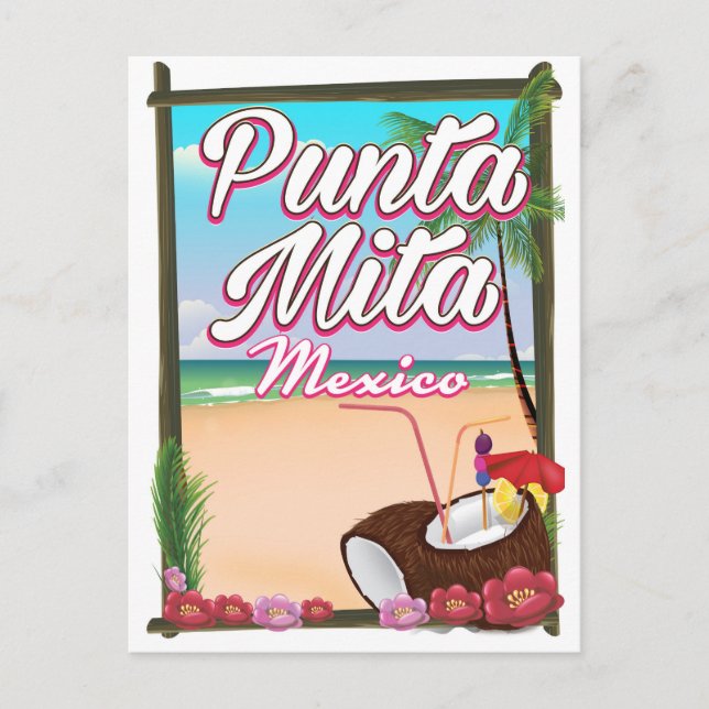 Punta Mita, Mexico Beach travel poster Postcard (Front)