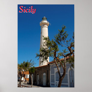 Punta Secca lighthouse, Sicily, Italy Poster