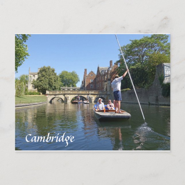 punting on the river Cam in Cambridge Postcard (Front)