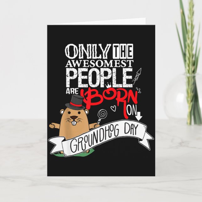Punxsy Phils Cute Groundhog Day February 2nd Birth Card (Front)