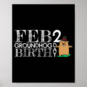 Punxsy Phils Cute Groundhog Day February 2nd Birth Poster